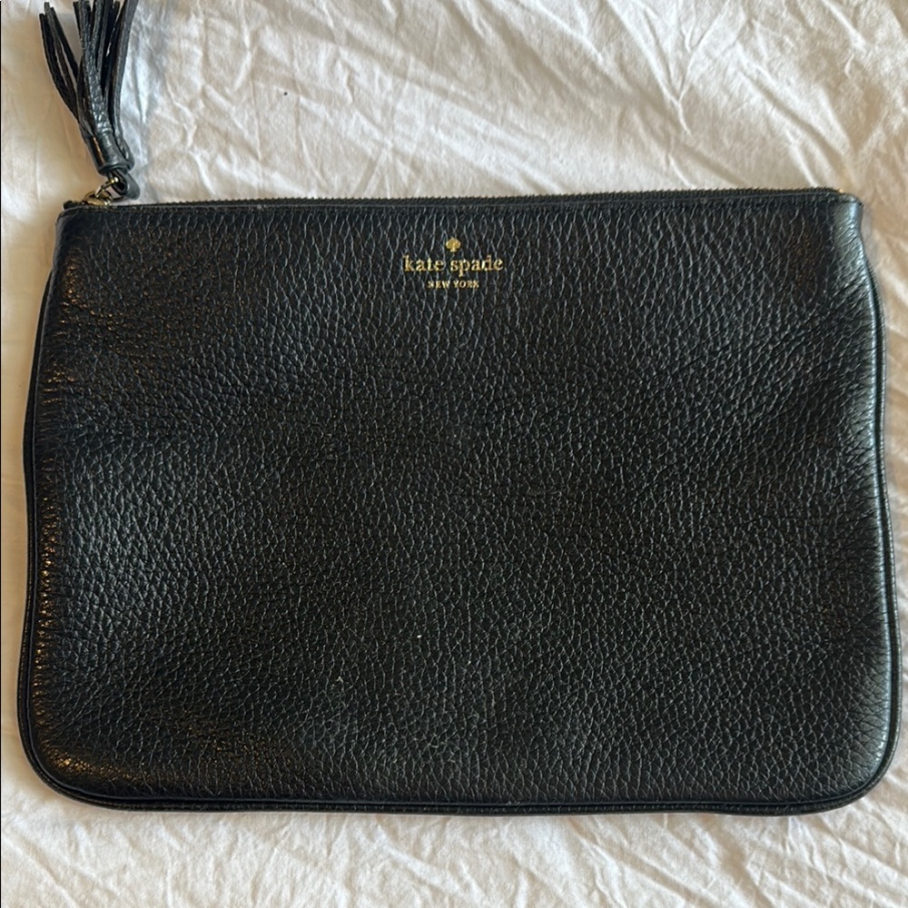 Kate Spade Black Pebbled Leather Pouch